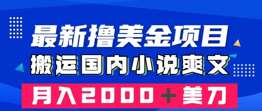 （8215期）最新撸美金项目：搬运国内小说爽文，只需复制粘贴，月入2000＋美金-天孤无涯网