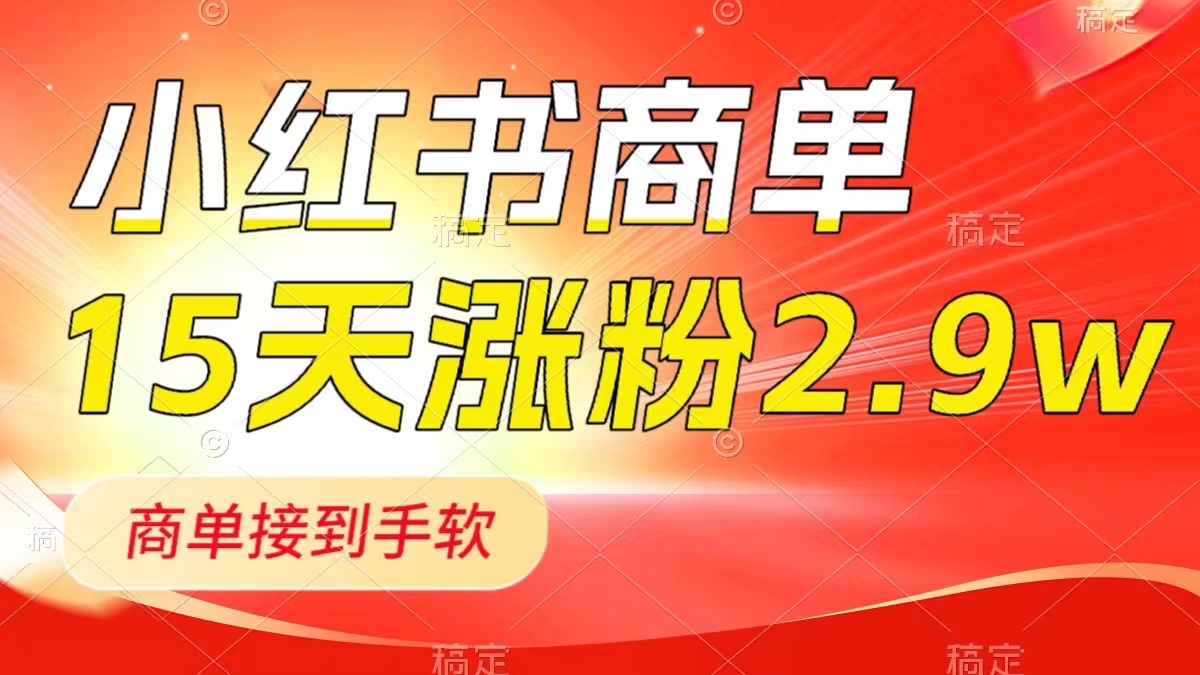 （8308期）小红书商单最新玩法，新号15天2.9w粉，商单接到手软，1分钟一篇笔记-天孤无涯网