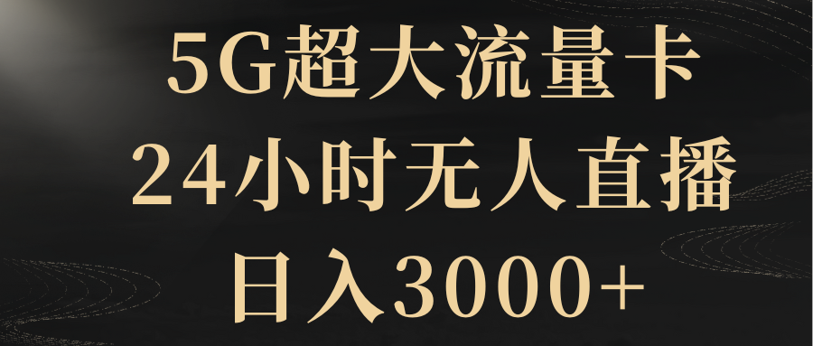 （8304期）5G超大流量卡，24小时无人直播，日入3000+-天孤无涯网