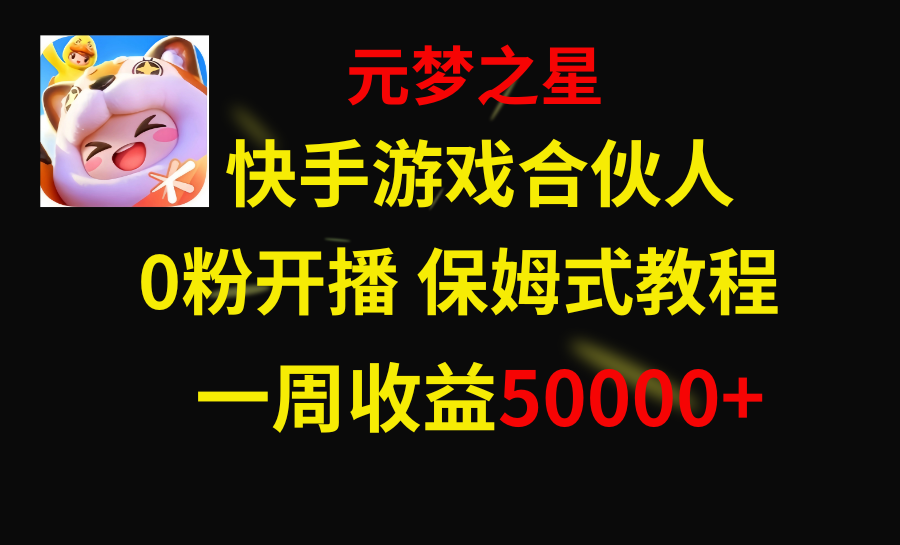 （8373期）快手游戏新风口，元梦之星合伙人，一周收入50000+-天孤无涯网