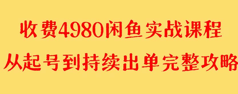 （8359期）外面收费4980闲鱼无货源实战教程 单号4000+-天孤无涯网