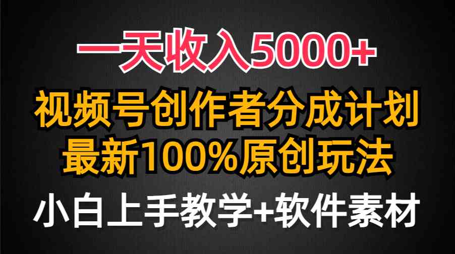 （9599期）一天收入5000+，视频号创作者分成计划，最新100%原创玩法，小白也可以轻…-天孤无涯网