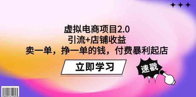 （9645期）虚拟电商项目2.0：引流+店铺收益  卖一单，挣一单的钱，付费暴利起店-天孤无涯网