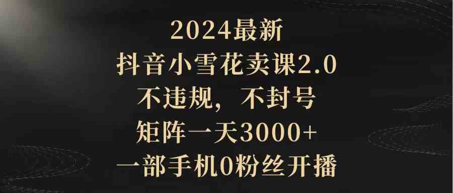 （9639期）2024最新抖音小雪花卖课2.0 不违规 不封号 矩阵一天3000+一部手机0粉丝开播-天孤无涯网