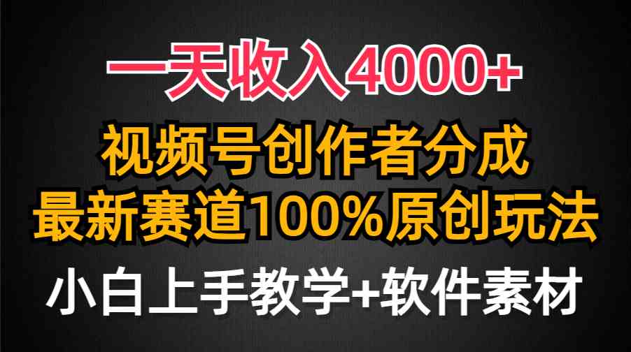 （9694期）一天收入4000+，视频号创作者分成，最新赛道100%原创玩法，小白也可以轻…-天孤无涯网