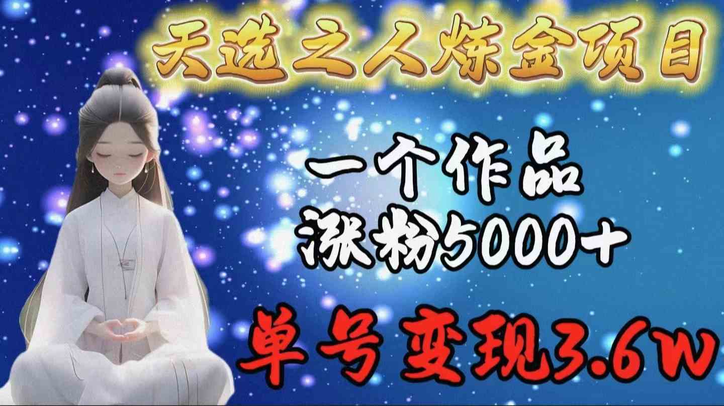 （9693期）天选之人炼金项目，一个作品涨粉5000+，单号变现3.6w-天孤无涯网