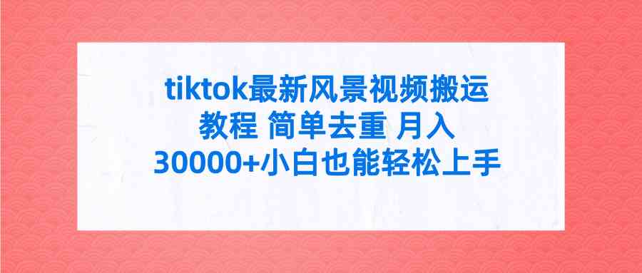 （9804期）tiktok最新风景视频搬运教程 简单去重 月入30000+附全套工具-天孤无涯网