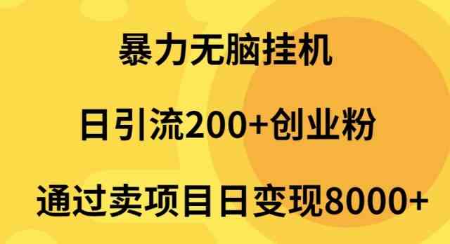 （9788期）暴力无脑挂机日引流200+创业粉通过卖项目日变现2000+-天孤无涯网