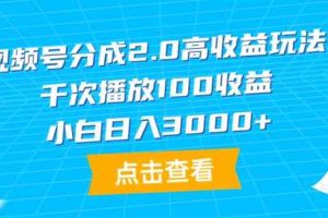 （9716期）视频号分成2.0高收益玩法，千次播放100收益，小白日入3000+-天孤无涯网