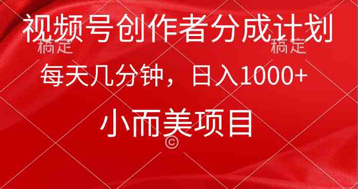 （9778期）视频号创作者分成计划，每天几分钟，收入1000+，小而美项目-天孤无涯网