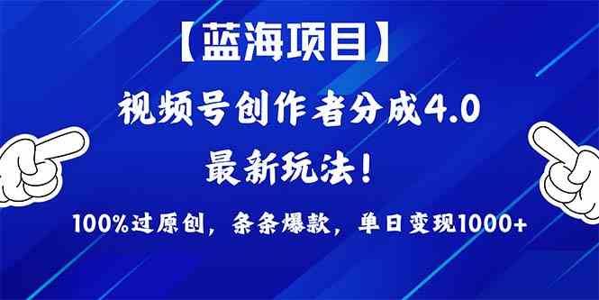 （9777期）2024蓝海项目视频号，最新方法， 100%过原创，条条爆款，单日变现1K+，…-天孤无涯网