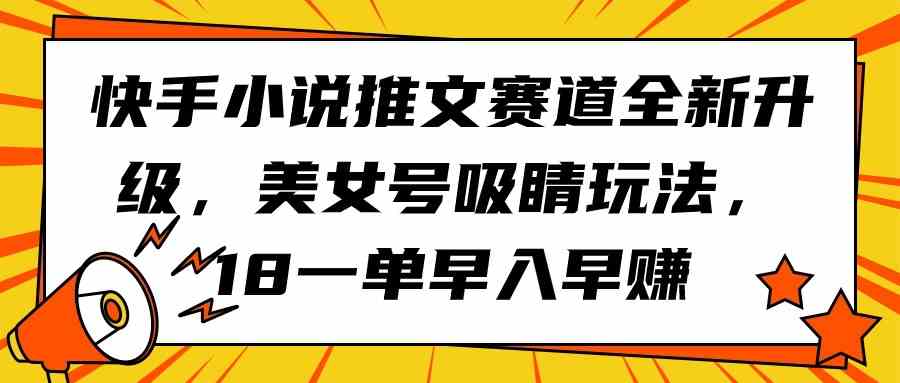 （9776期）快手小说推文赛道全新升级，美女号吸睛玩法，18一单早入早赚-天孤无涯网