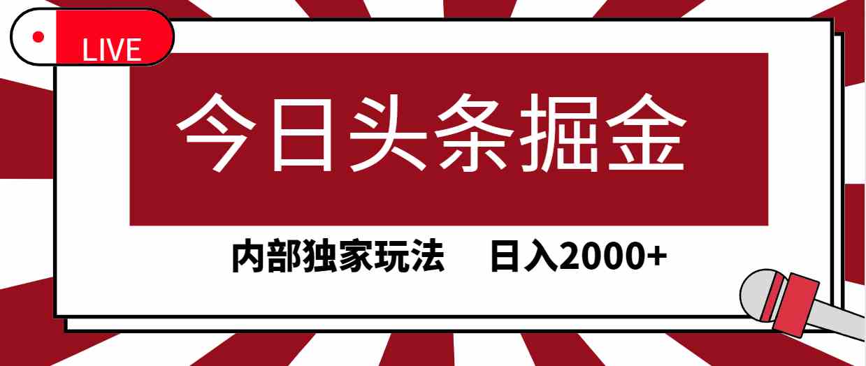 （9832期）今日头条掘金，30秒一篇文章，内部独家玩法，日入2000+-天孤无涯网