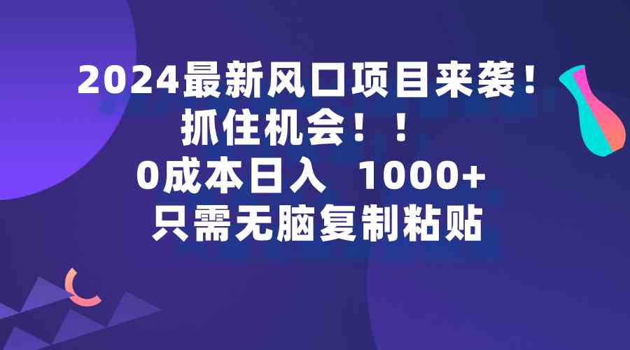 （9899期）2024最新风口项目来袭，抓住机会，0成本一部手机日入1000+，只需无脑复…-天孤无涯网