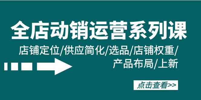 （9845期）全店·动销运营系列课：店铺定位/供应简化/选品/店铺权重/产品布局/上新-天孤无涯网