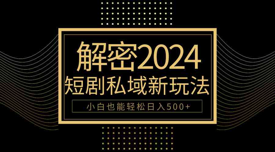 （9951期）10分钟教会你2024玩转短剧私域变现，小白也能轻松日入500+-天孤无涯网