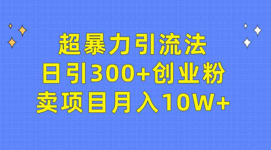 （9954期）超暴力引流法，日引300+创业粉，卖项目月入10W+-天孤无涯网