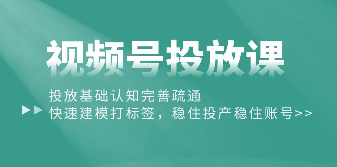 （10205期）视频号投放课：投放基础认知完善疏通，快速建模打标签，稳住投产稳住账号-天孤无涯网