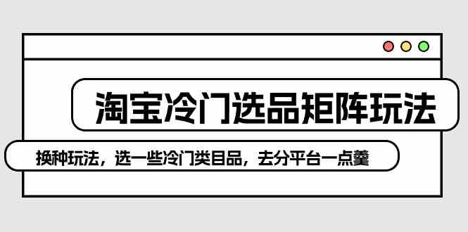 （10159期）淘宝冷门选品矩阵玩法：换种玩法，选一些冷门类目品，去分平台一点羹-天孤无涯网