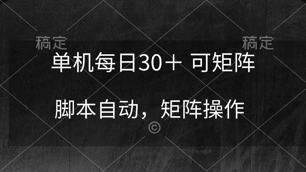 （10100期）单机每日30＋ 可矩阵，脚本自动 稳定躺赚-天孤无涯网