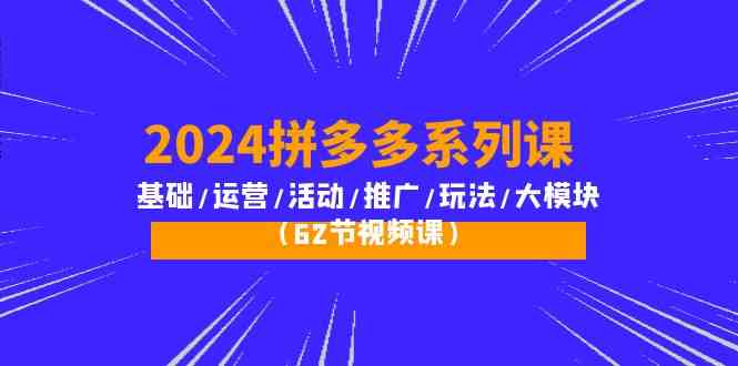 （10019期）2024拼多多系列课：基础/运营/活动/推广/玩法/大模块（62节视频课）-天孤无涯网
