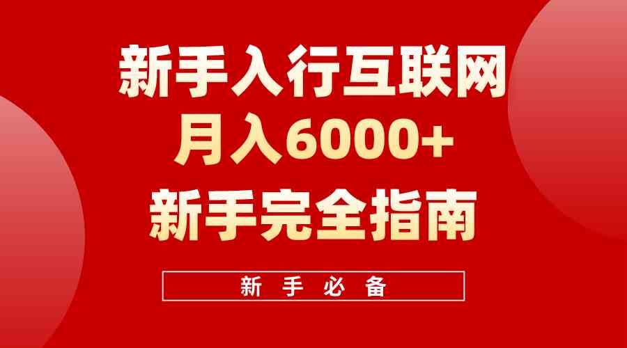 （10058期）互联网新手月入6000+完全指南 十年创业老兵用心之作，帮助小白快速入门-天孤无涯网