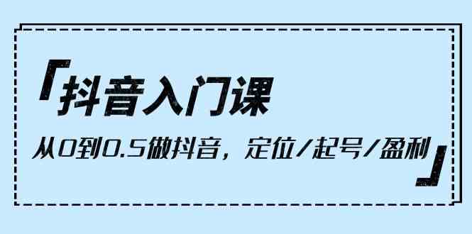 （10076期）抖音入门课，从0到0.5做抖音，定位/起号/盈利（9节课）-天孤无涯网