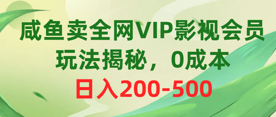 （10517期）咸鱼卖全网VIP影视会员，玩法揭秘，0成本日入200-500-天孤无涯网