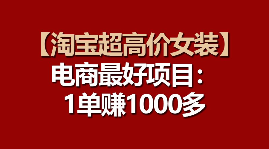 （10514期）【淘宝超高价女装】电商最好项目：一单赚1000多-天孤无涯网
