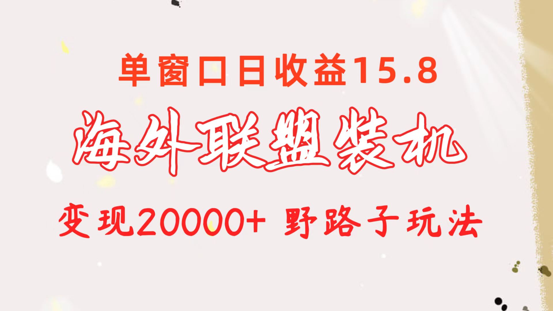 （10475期）海外联盟装机 单窗口日收益15.8  变现20000+ 野路子玩法-天孤无涯网