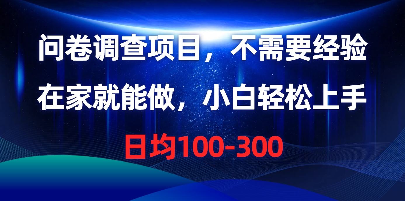 （10402期）问卷调查项目，不需要经验，在家就能做，小白轻松上手，日均100-300-天孤无涯网