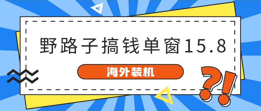 （10385期）海外装机，野路子搞钱，单窗口15.8，已变现10000+-天孤无涯网