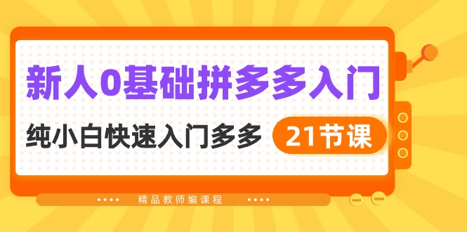 （10299期）新人0基础拼多多入门，​纯小白快速入门多多（21节课）-天孤无涯网