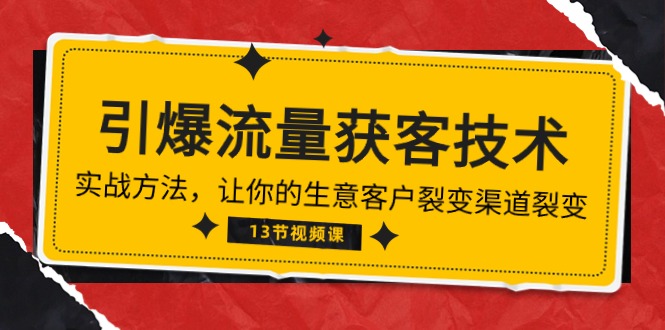 （10276期）《引爆流量 获客技术》实战方法，让你的生意客户裂变渠道裂变（13节）-天孤无涯网