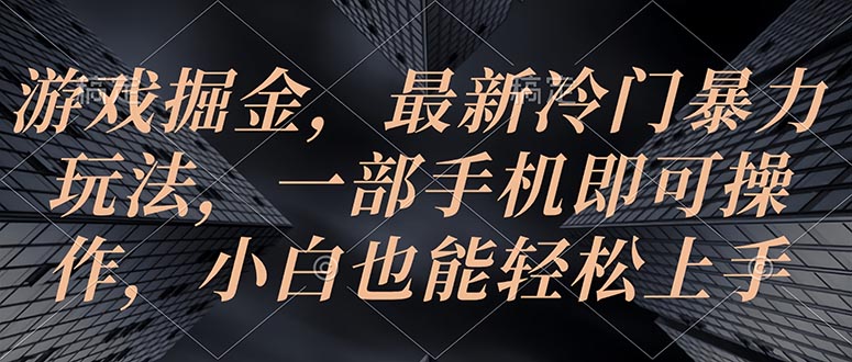 （10689期）游戏掘金，最新冷门暴力玩法，一部手机即可操作，小白也能轻松上手-天孤无涯网