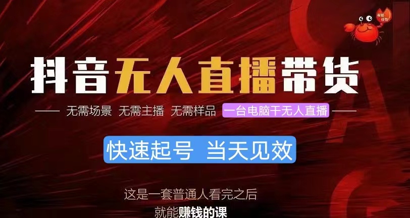 （10618期）抖音无人直播带货，小白就可以轻松上手，真正实现月入过万的项目-天孤无涯网