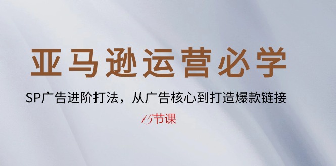 （10531期）亚马逊运营必学： SP广告进阶打法，从广告核心到打造爆款链接-15节课-天孤无涯网