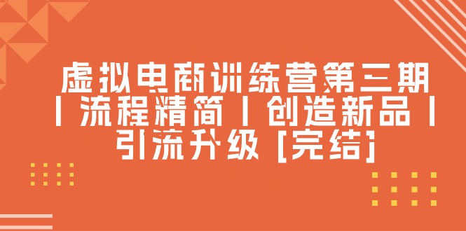 （10960期）虚拟电商训练营第三期丨流程精简丨创造新品丨引流升级 [完结]-天孤无涯网