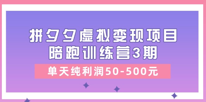 （11000期）某收费培训《拼夕夕虚拟变现项目陪跑训练营3期》单天纯利润50-500元-天孤无涯网