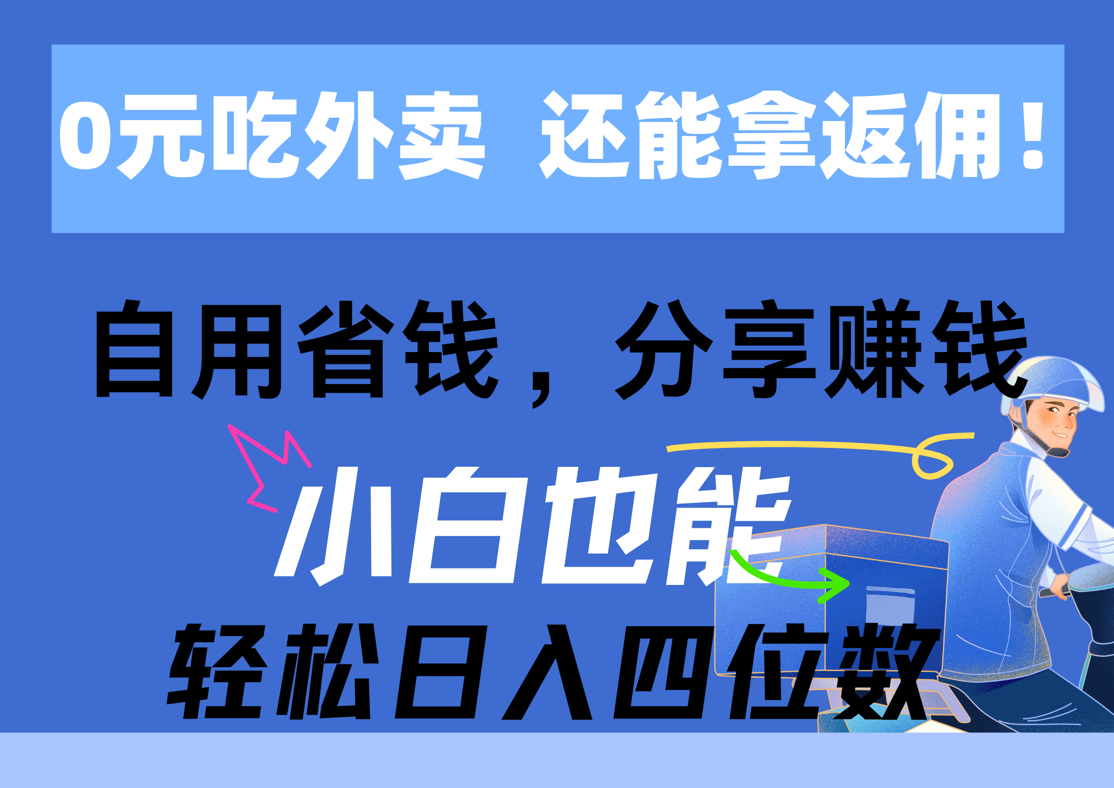 （11037期）0元吃外卖， 还拿高返佣！自用省钱，分享赚钱，小白也能轻松日入四位数-天孤无涯网