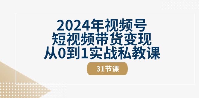 （10931期）2024年视频号短视频带货变现从0到1实战私教课（31节视频课）-天孤无涯网