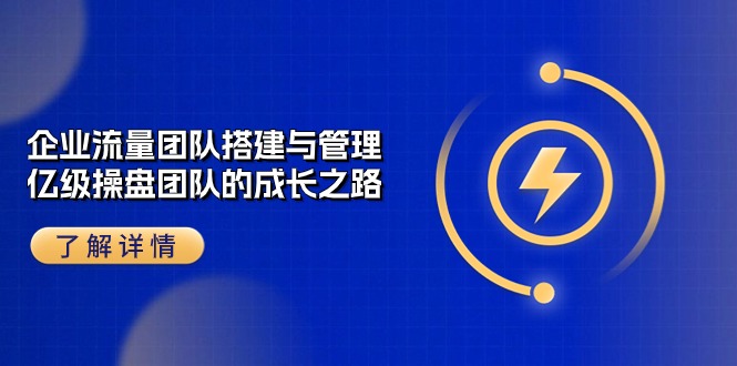 （10837期）企业 流量团队-搭建与管理，亿级 操盘团队的成长之路（28节课）-天孤无涯网