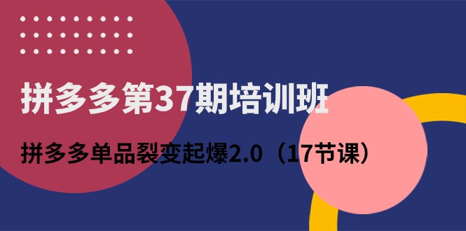 （10835期）拼多多第37期培训班：拼多多单品裂变起爆2.0（17节课）-天孤无涯网