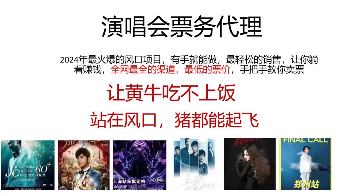 （11272期）演唱会票务代理，2024年最火爆风口项目，全网最低的票价，小白一分钟上…-天孤无涯网