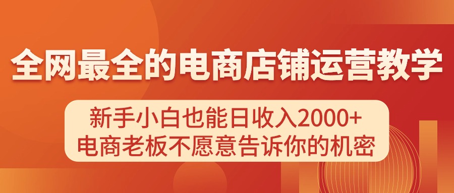 （11266期）电商店铺运营教学，新手小白也能日收入2000+，电商老板不愿意告诉你的机密-天孤无涯网
