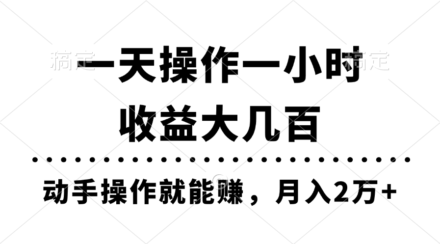 （11263期）一天操作一小时，收益大几百，动手操作就能赚，月入2万+教学-天孤无涯网