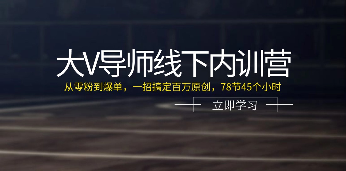 （11261期）大V导师线下内训营：从零粉到爆单，一招搞定百万原创，78节45个小时-天孤无涯网