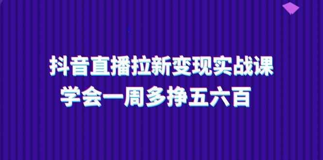 （11254期）抖音直播拉新变现实操课，学会一周多挣五六百（15节课）-天孤无涯网