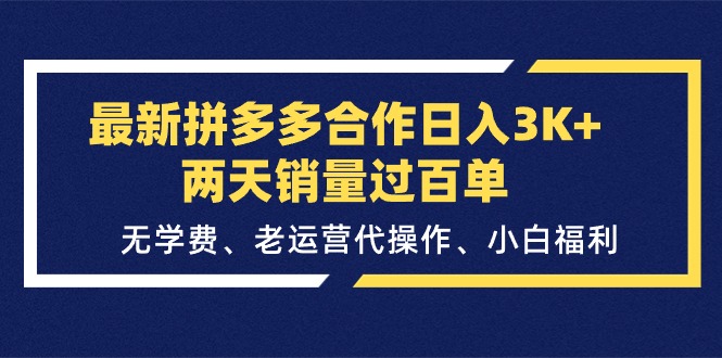 （11291期）最新拼多多合作日入3K+两天销量过百单，无学费、老运营代操作、小白福利-天孤无涯网