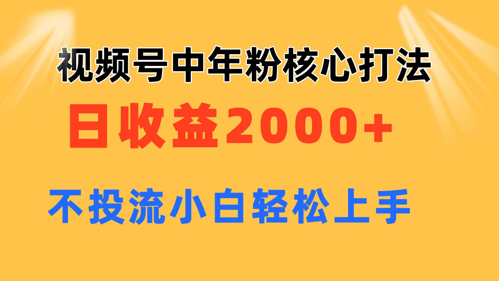 （11205期）视频号中年粉核心玩法 日收益2000+ 不投流小白轻松上手-天孤无涯网